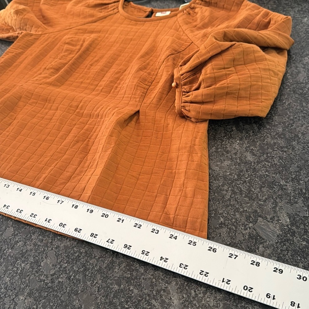 LEVIS Cait Puff-Sleeve Blouse Burnt Orange Size Large - Picture 16 of 16